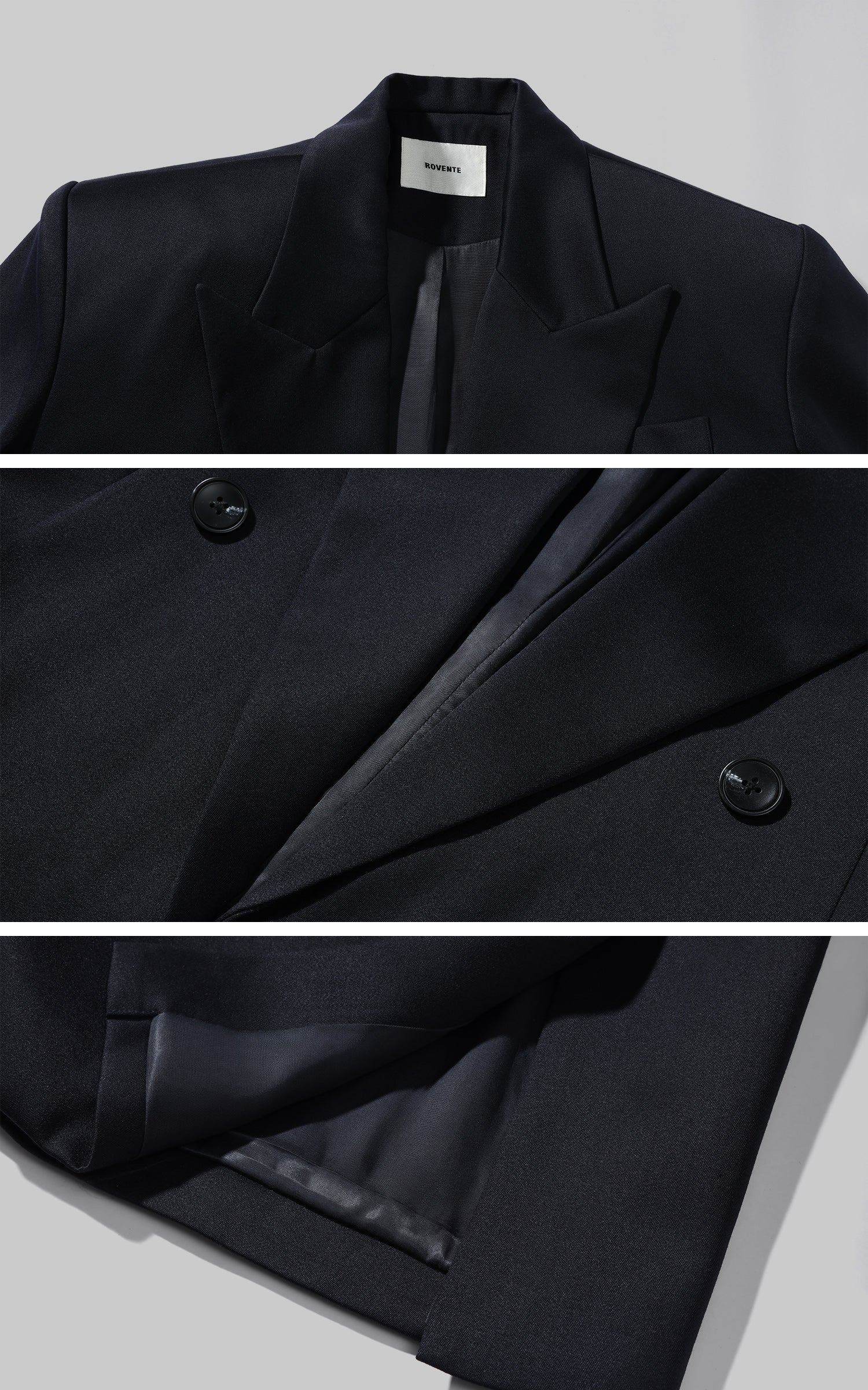 ROVENTE 구조적인 더블 브레스티드 테일러드 블레이저