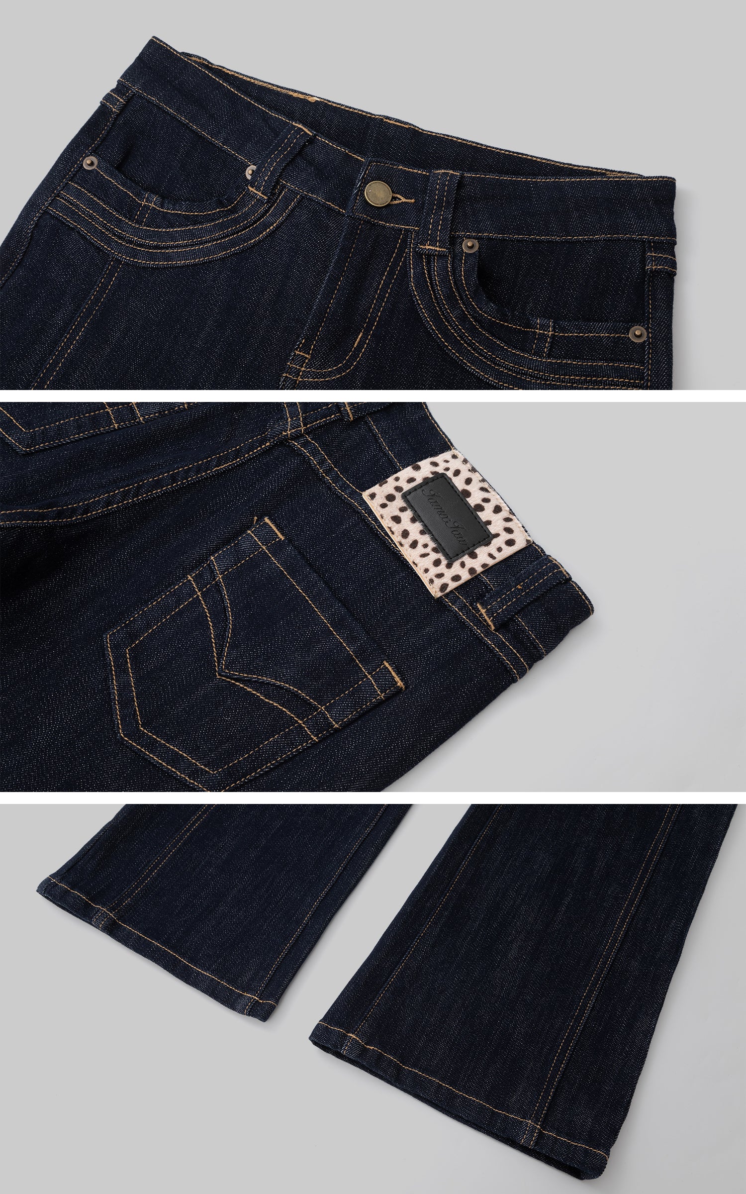 IAMXIAA Denim Jacket and Flared Jeans Set for Women Retro Dark Wash Two Piece Outfit