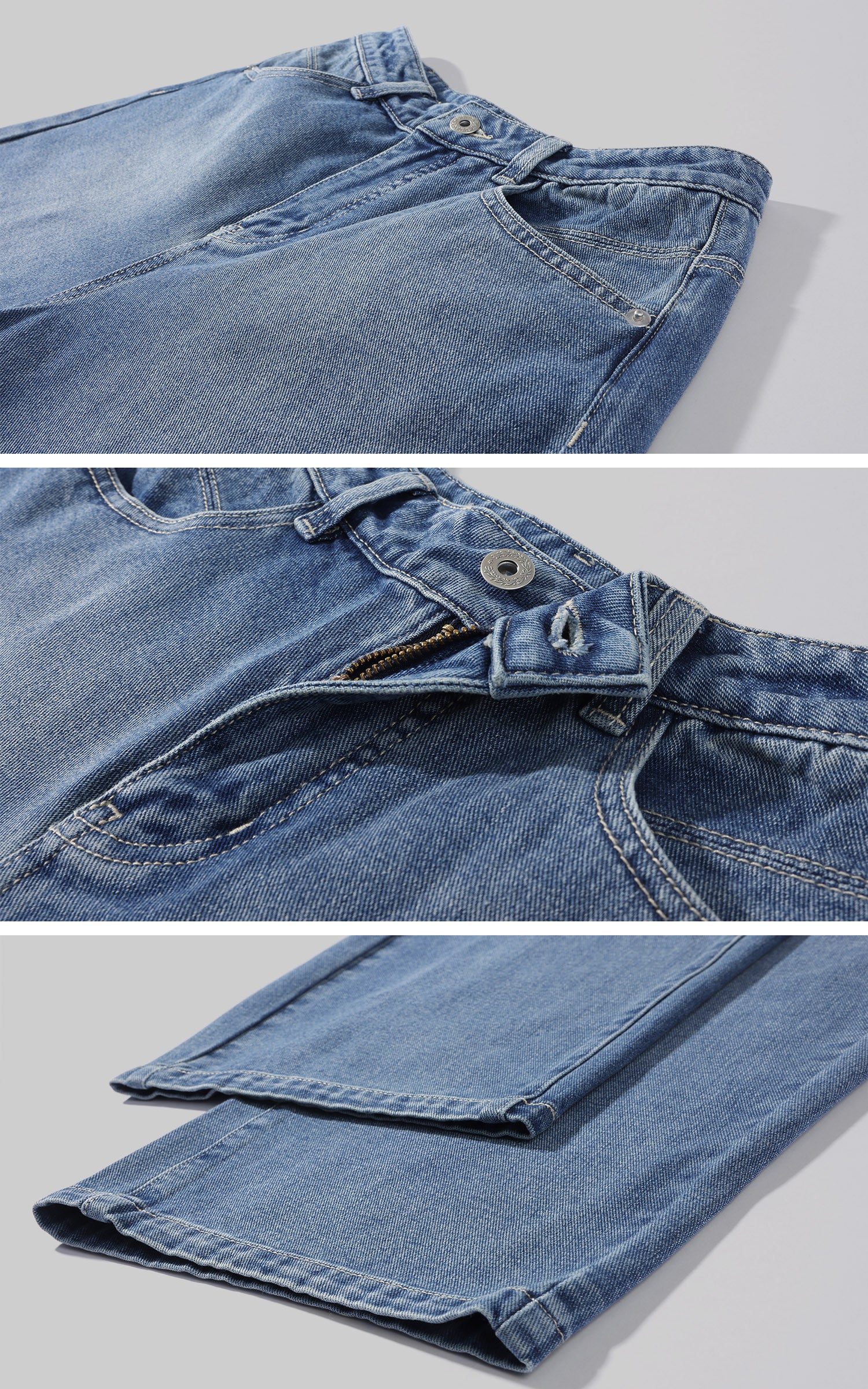 WARDEN EDGE Washed Curve-Leg Wide Denim pants