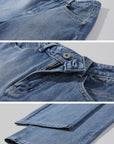 WARDEN EDGE Washed Curve-Leg Wide Denim pants