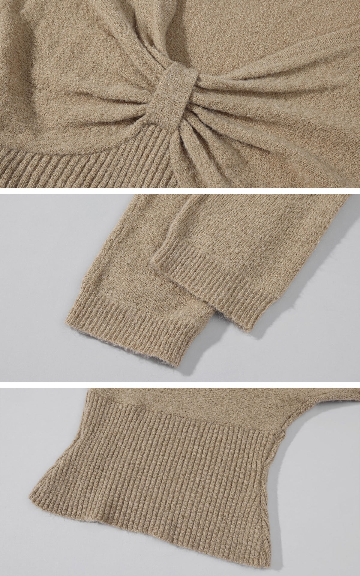 Hydrae Twist-Front Deep V-Neck Knit Top