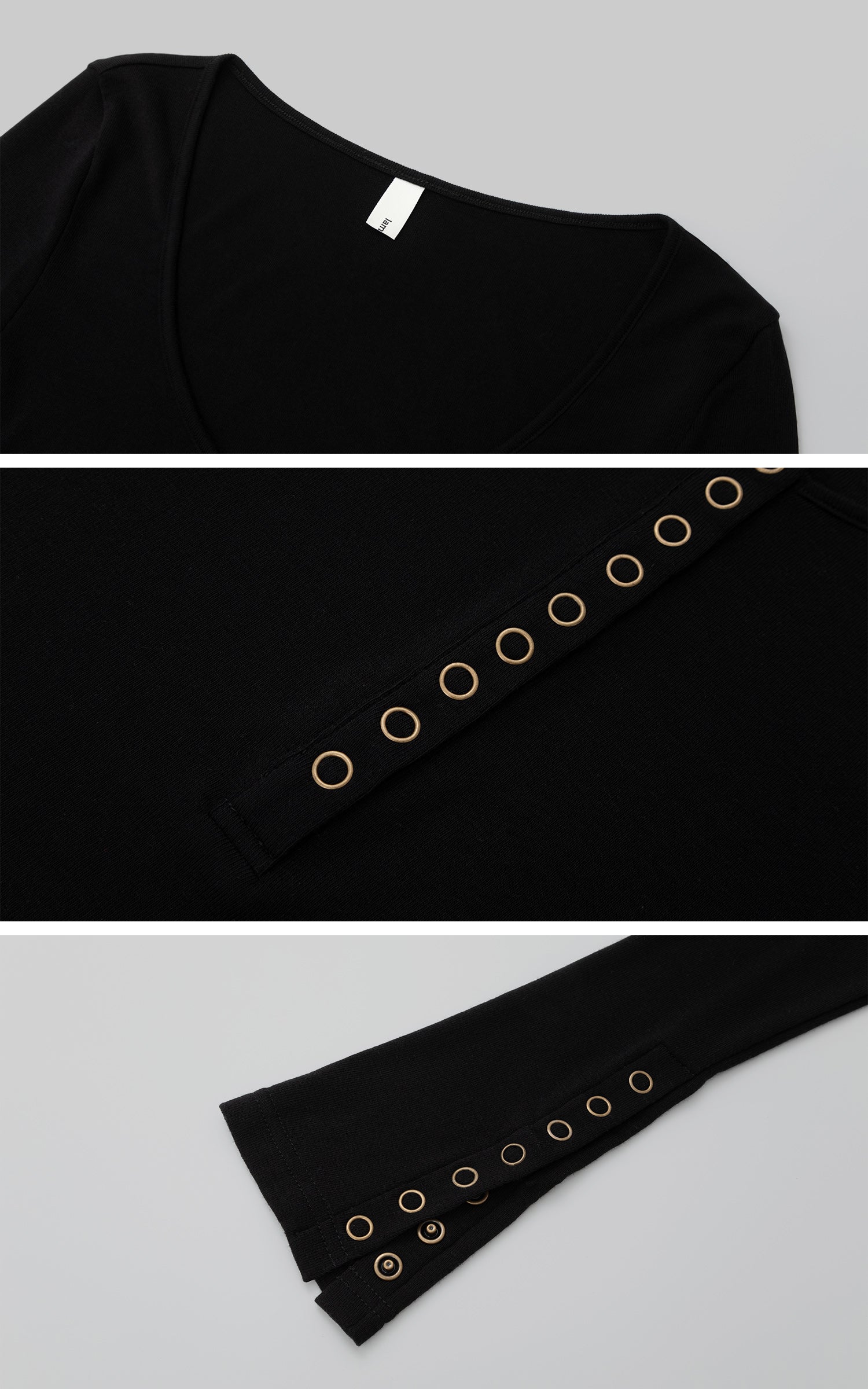 IAMXIAA Grommet Detail Fitted Knit Top
