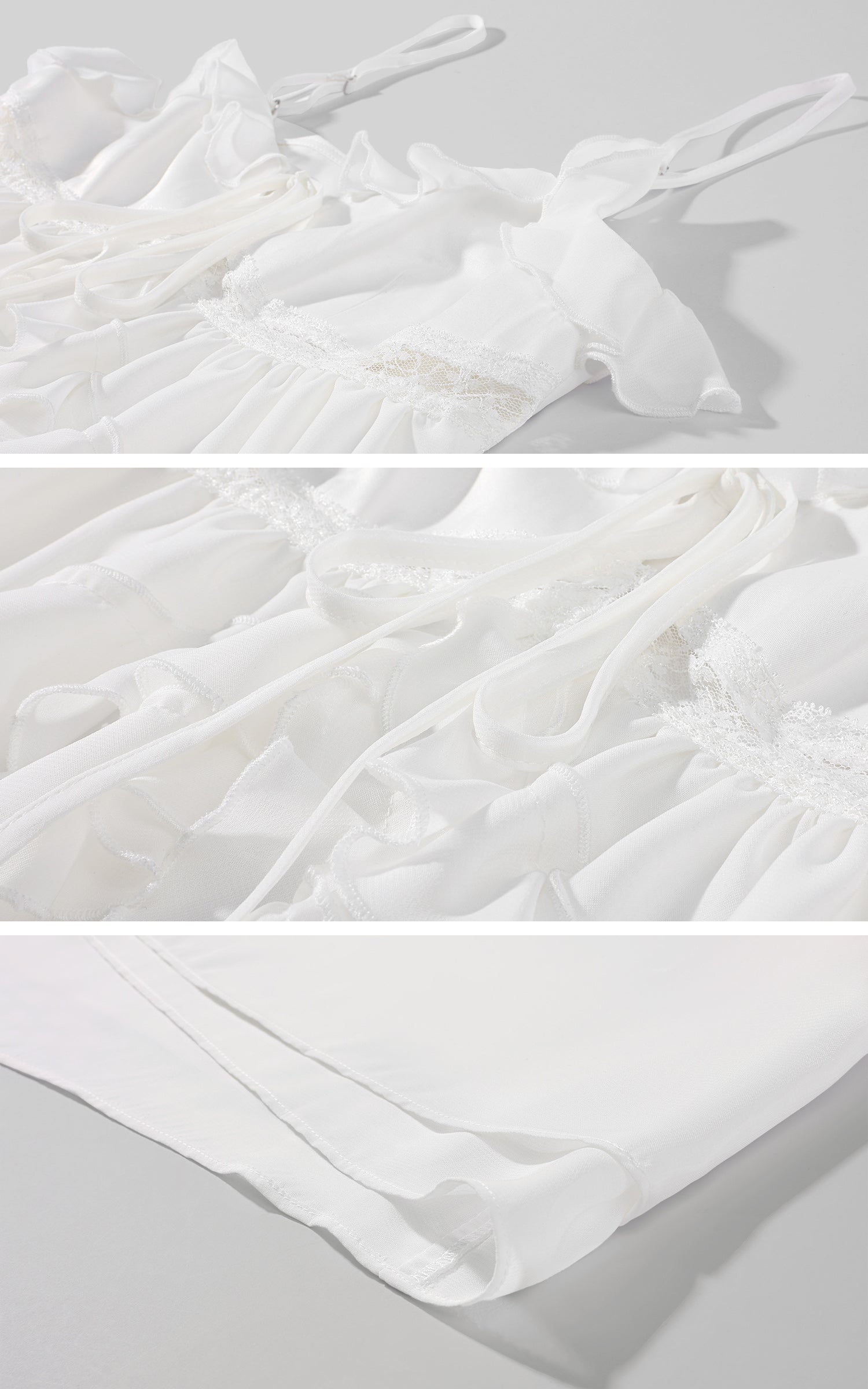 Rase Le Sol Silent Petals Lace-Trim Ruffle Mini Dress