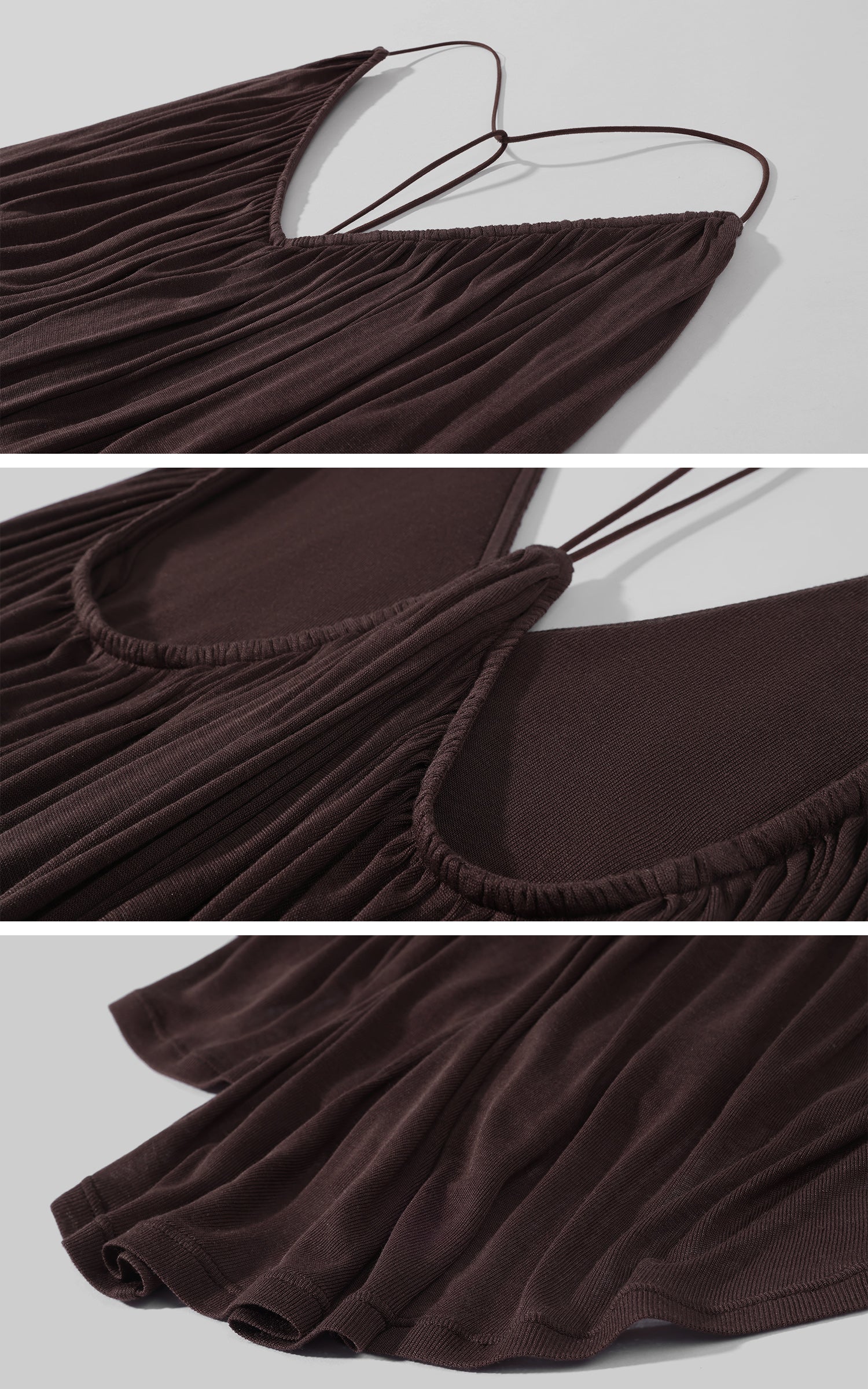 0122stepll Pleated Halter Draped Camisole Top