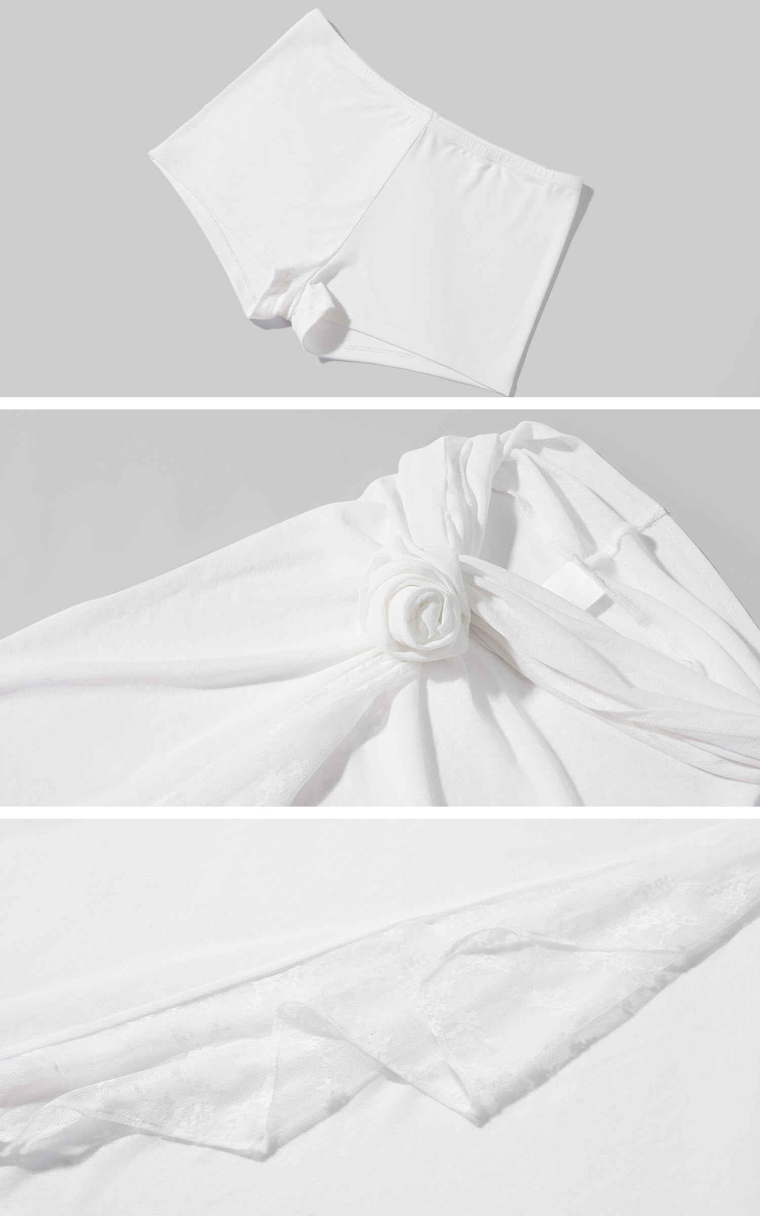 Rase le sol 로즈 매듭 드레이프 튜브탑 &amp; 슬릿 맥시 스커트 세트