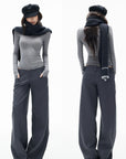 IAMXIAA Low-Rise Tailored Extra Wide-Leg Pants with Minimal Welt Pocket Details