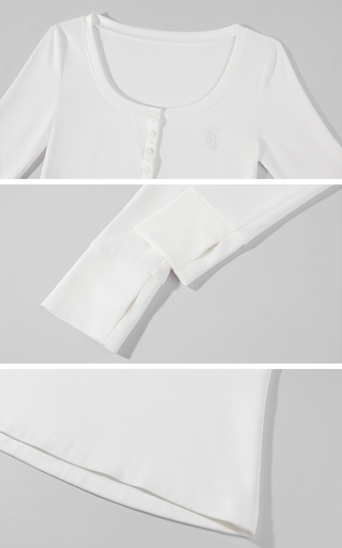 WARDEN EDGE Embroidered Scoop Neck Long Sleeve Top
