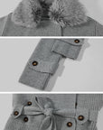 0122stepll Plush Wool Collar Belted Knit Jacket