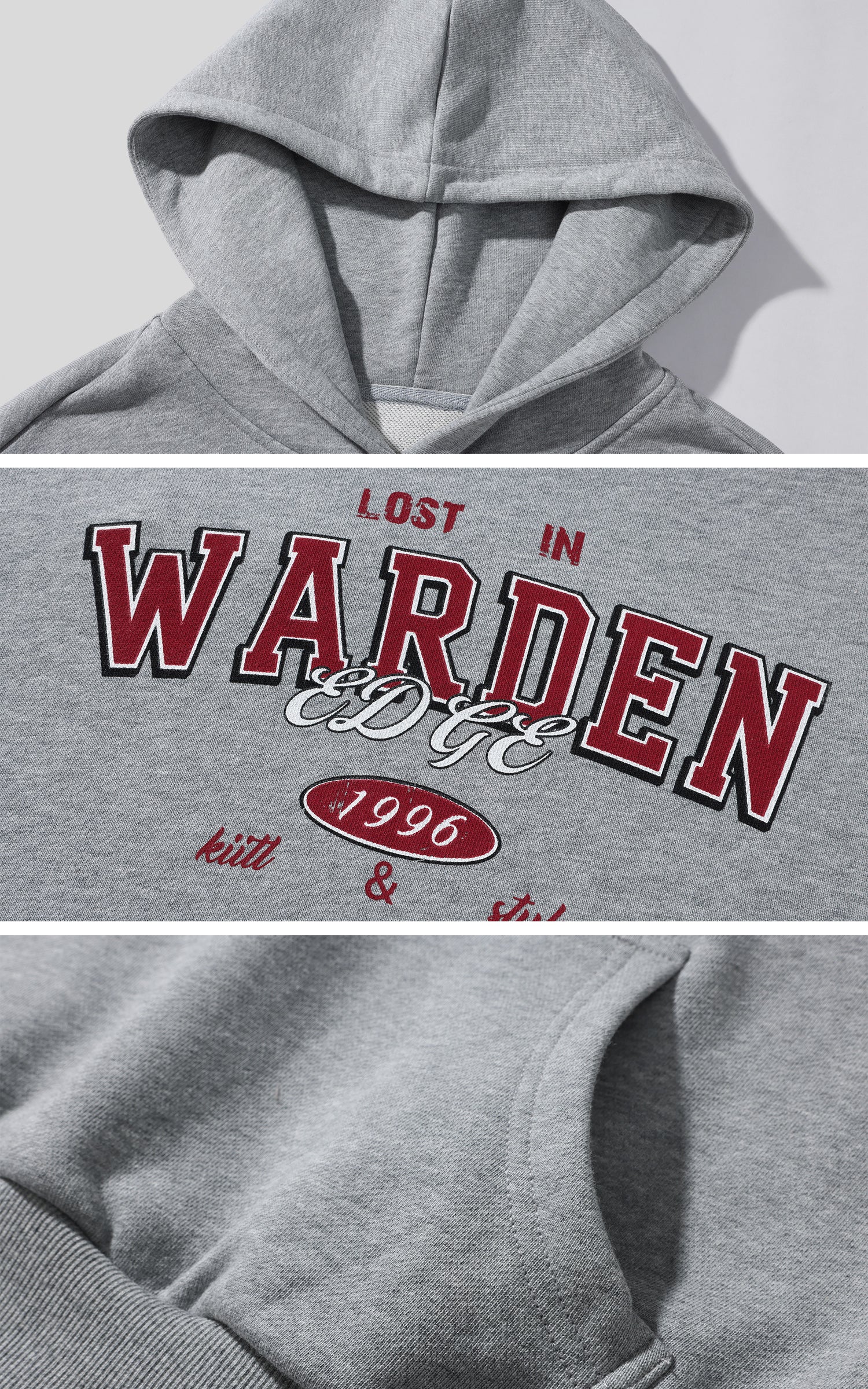 WARDEN EDGE Vintage Logo Oversized Hoodie