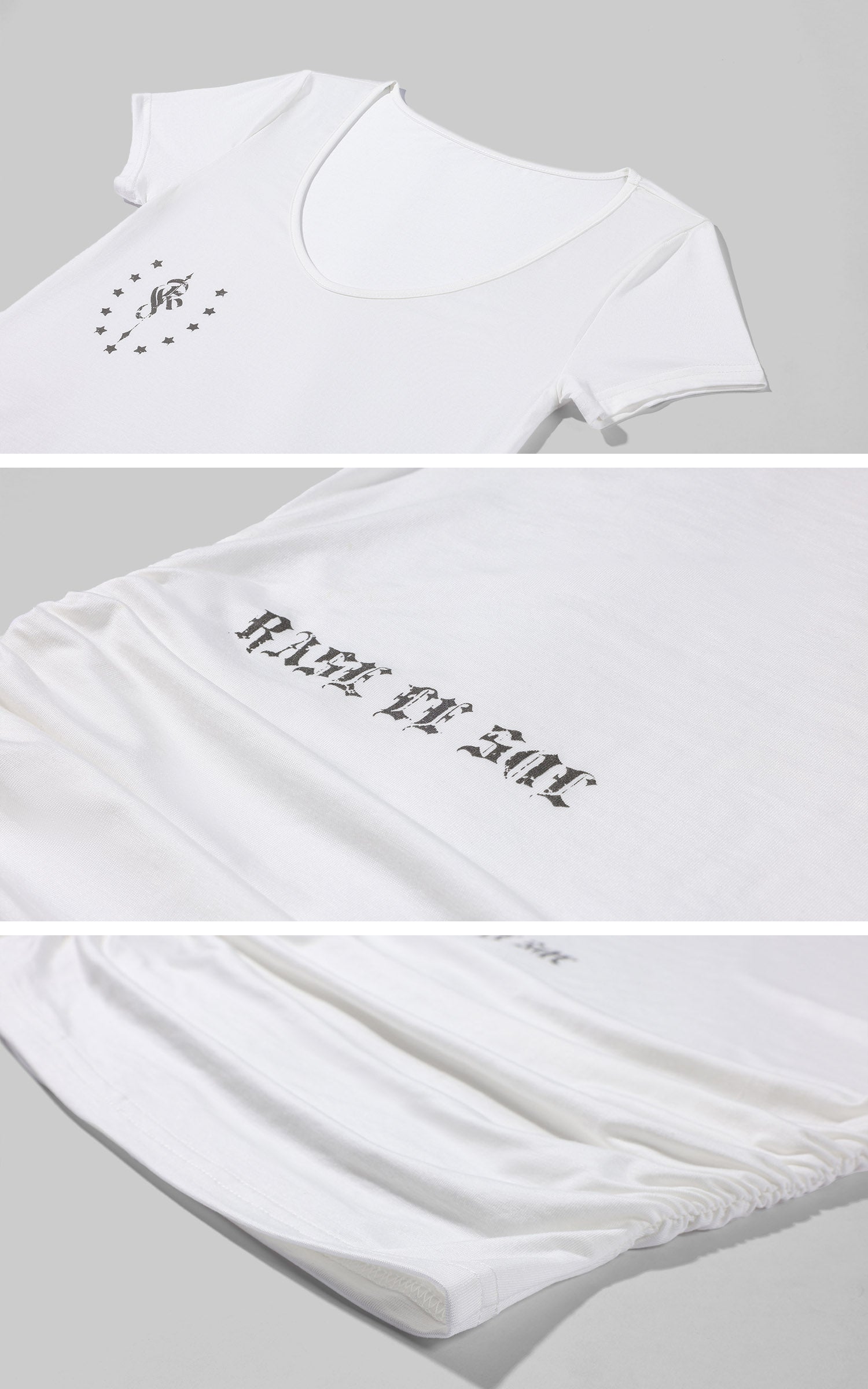 Rase le sol Star Emblem Ruched Scoop Neck Top