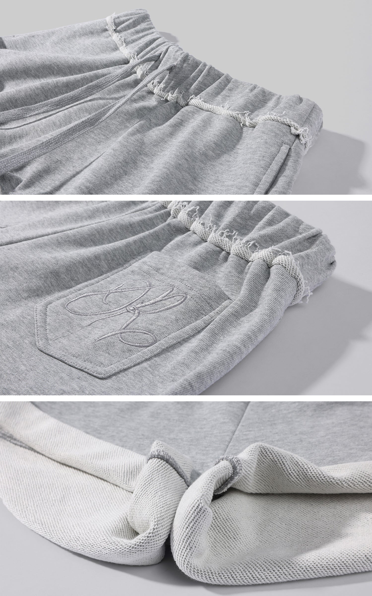 Rase le sol Raw-Edge Terry Cotton Rolled-Hem Shorts