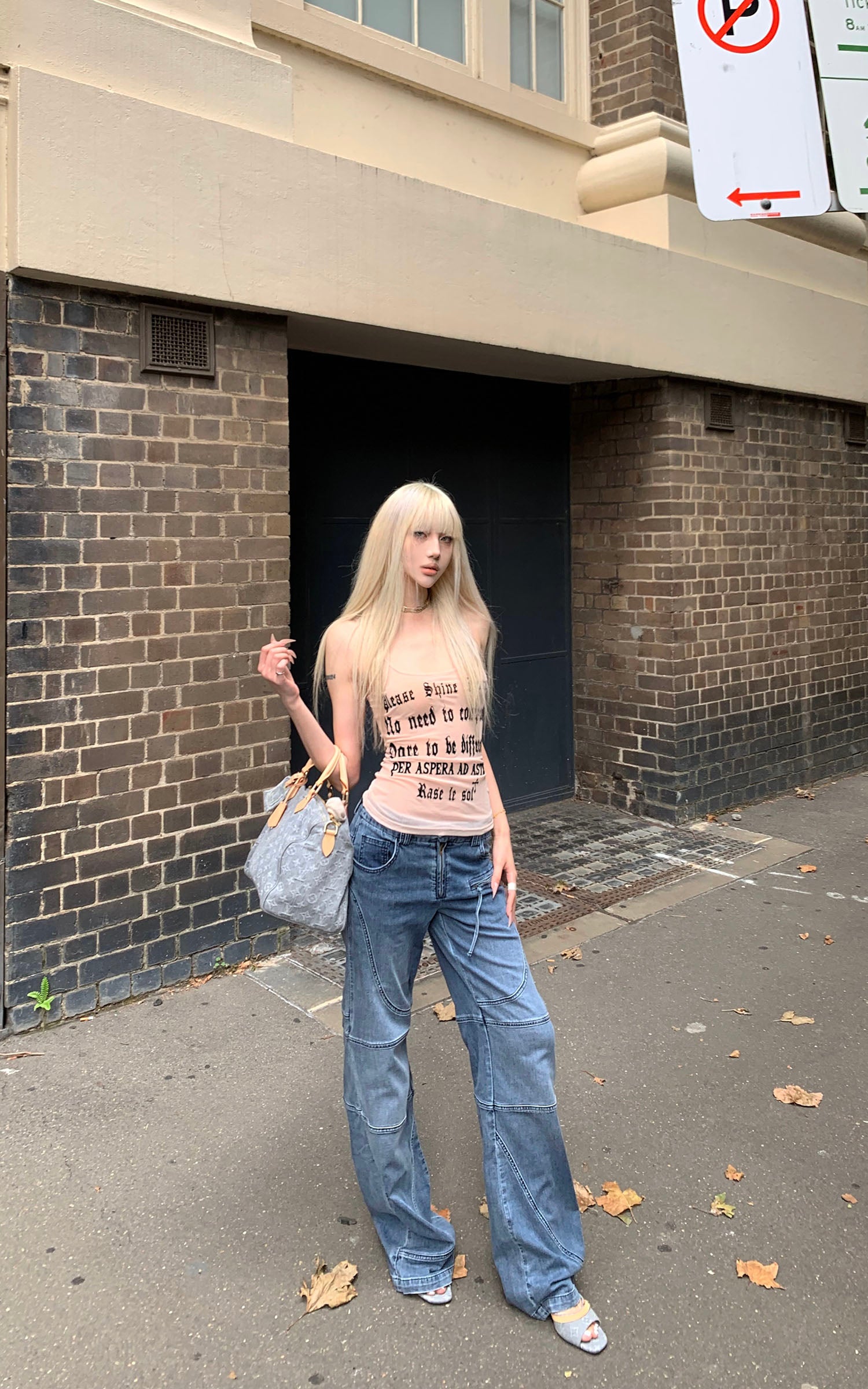 Rase le sol Deconstructed Paneled Straight-Leg Jeans - PINKPARKS
