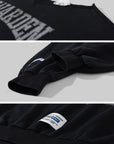 WARDEN EDGE Sweat-shirt surdimensionné à col large avec graphique universitaire usé