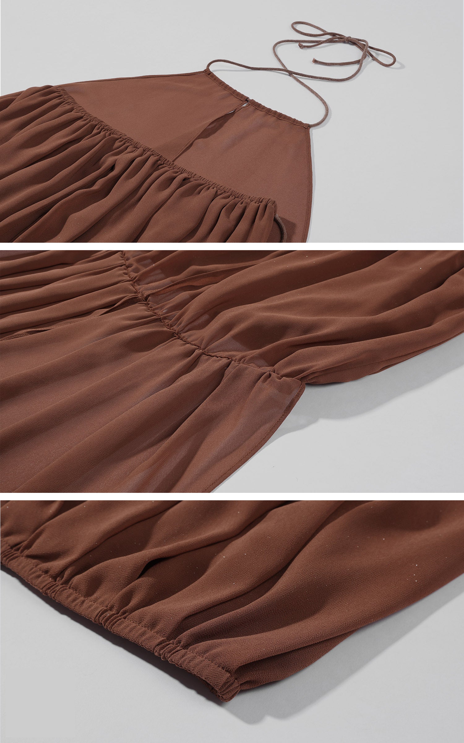 Hydrae Haut en mousseline à ourlet bouffant et col licou transparent