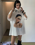 0122stepll グラフィックポートレートオーバーサイズTシャツ