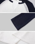 IAMXIAA Colorblock Raglan Sleeve Notch Neck Long Sleeve Top