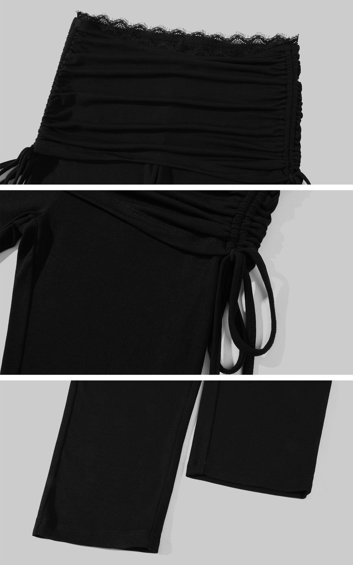 Hydrae Lace-Trim Ruched Skirt-Overlay Capri Pants