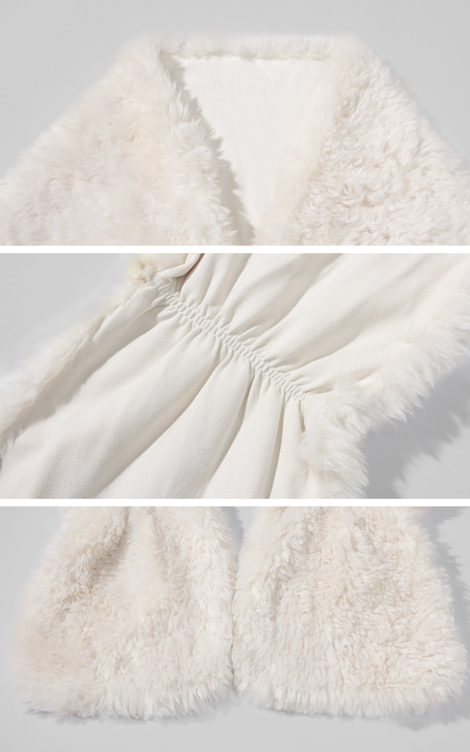 Rase le sol 드레이프 가운과 인조 퍼 숄 세트