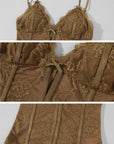 ROVENTE Floral Lace Cami & Garter Belt Set