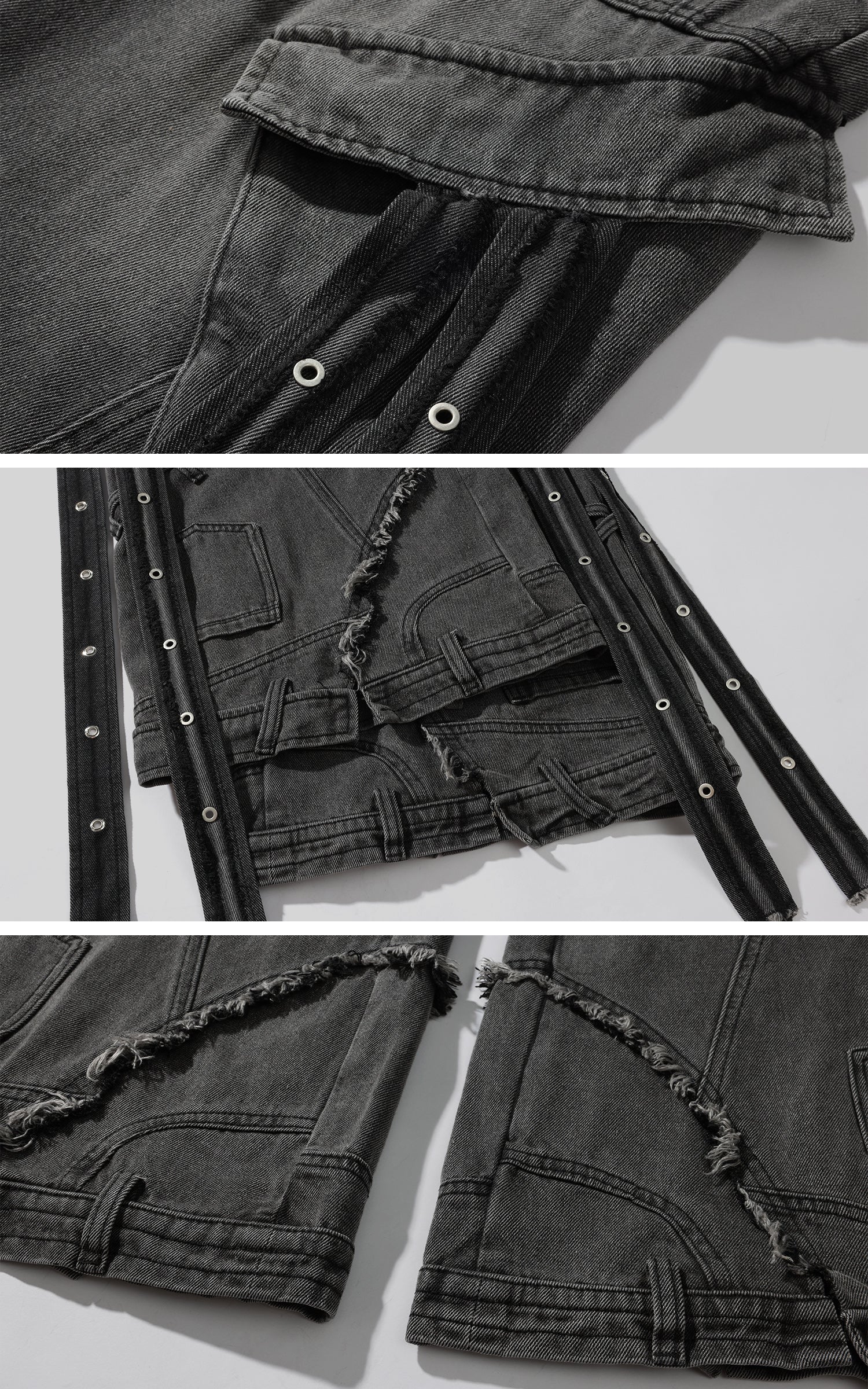 Rase le sol Deconstructed Cargo Pants with Strap Detailing - PINKPARKS