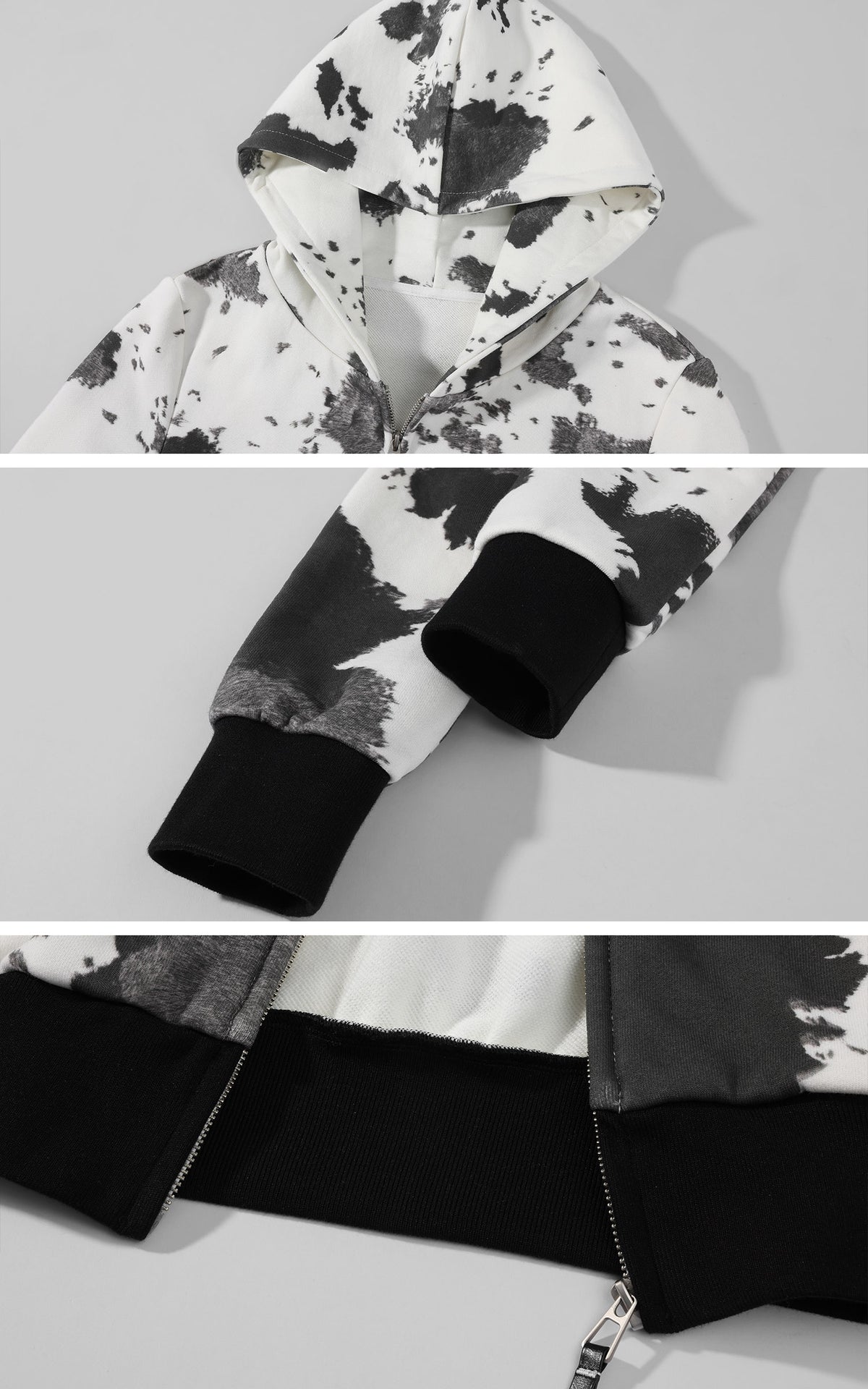 WARDEN EDGE Abstract Ink Cropped Zip Hoodie