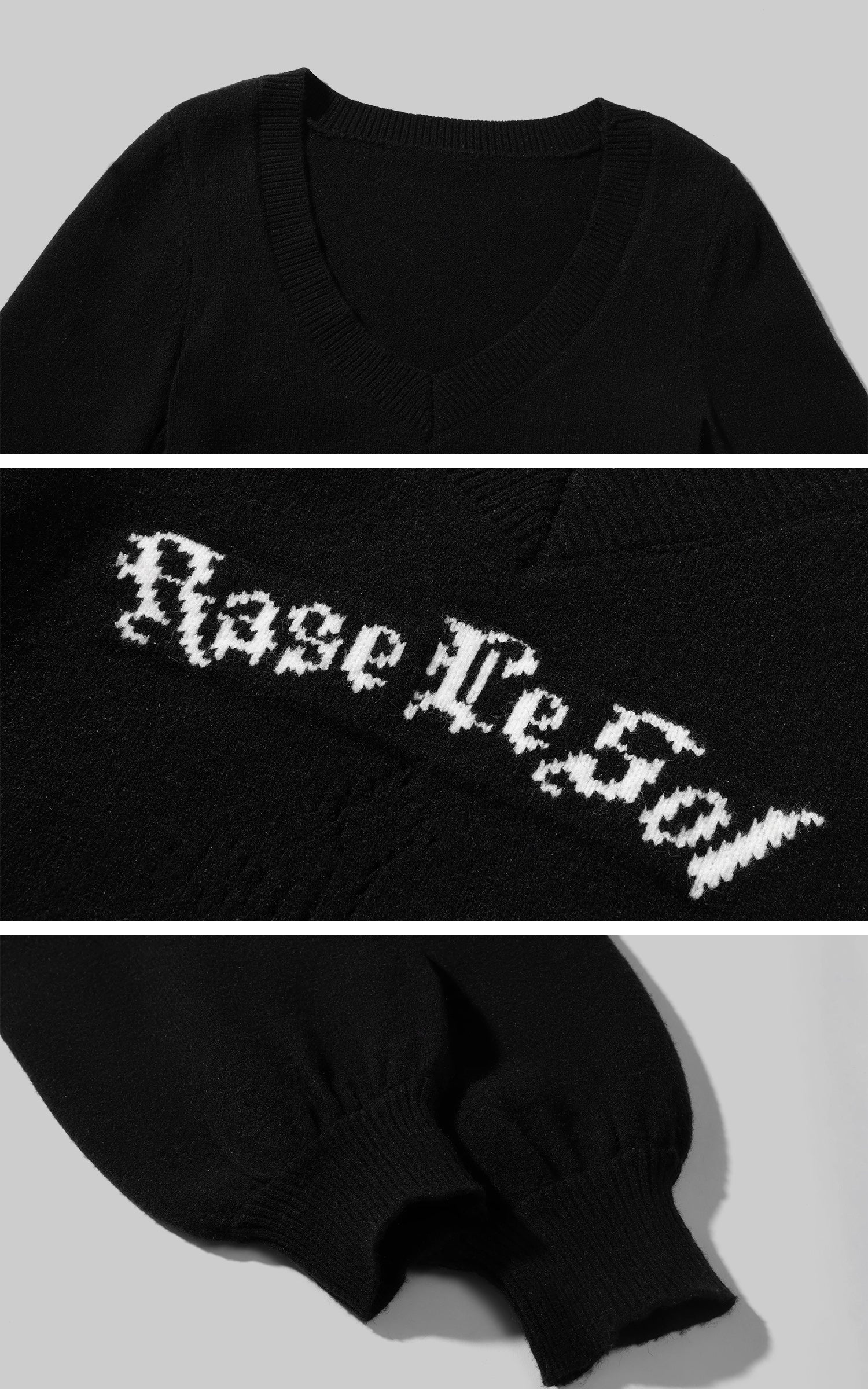 Rase le sol フレアスリーブ付きコンツアードニットトップ