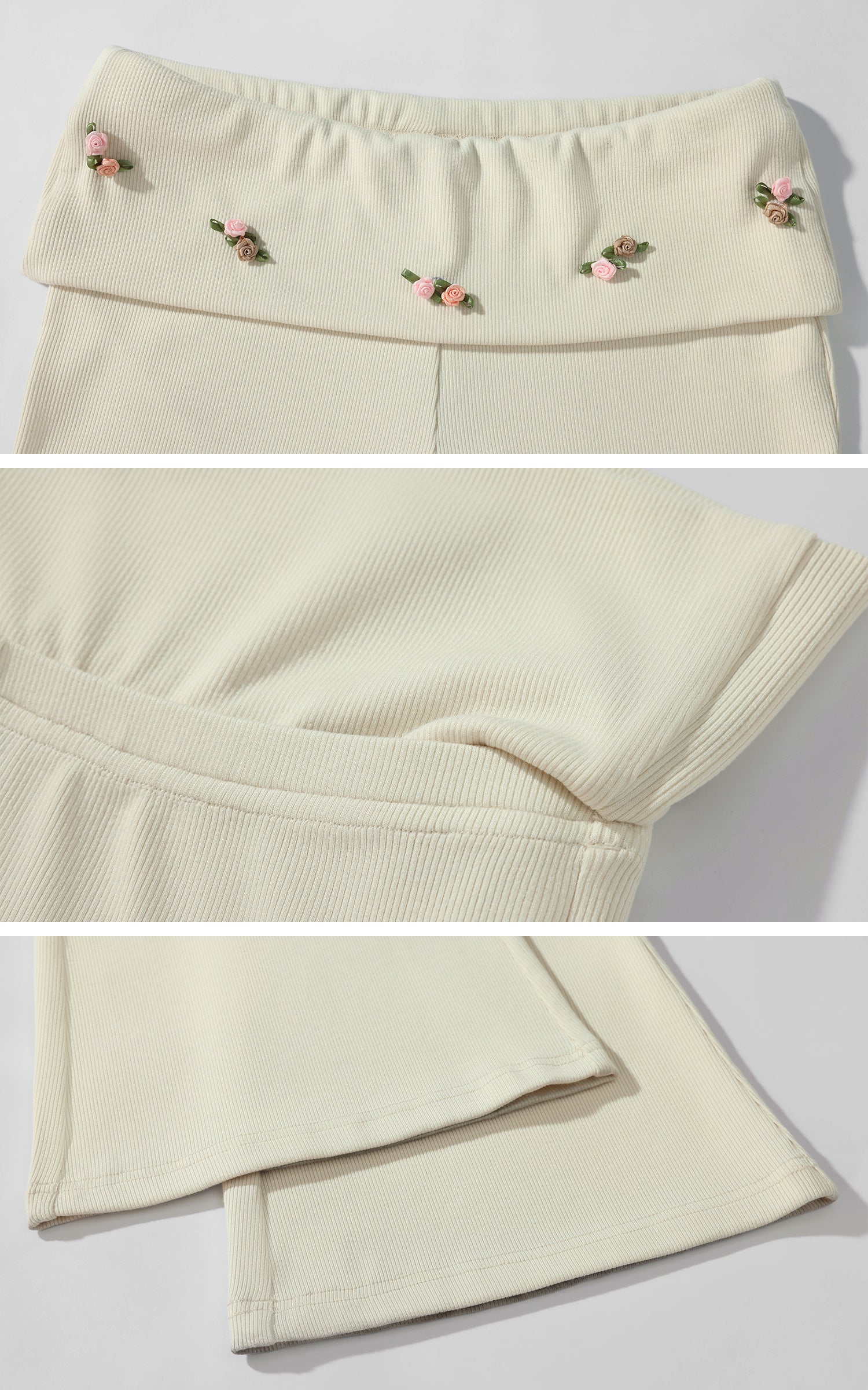 DreamyNerd Rosette Flared Knit Pants - PINKPARKS