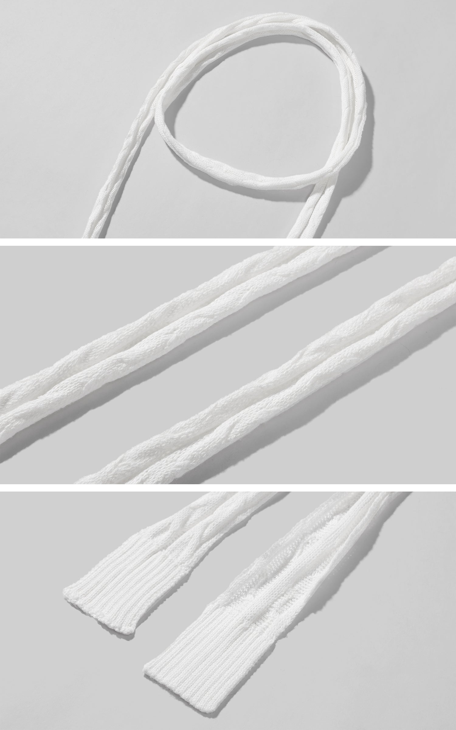 WARDEN EDGE 비대칭 스카프 디테일 케이블 니트 스웨터