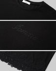 IAMXIAA Rhinestone Logo Lace Hem Oversized T-Shirt