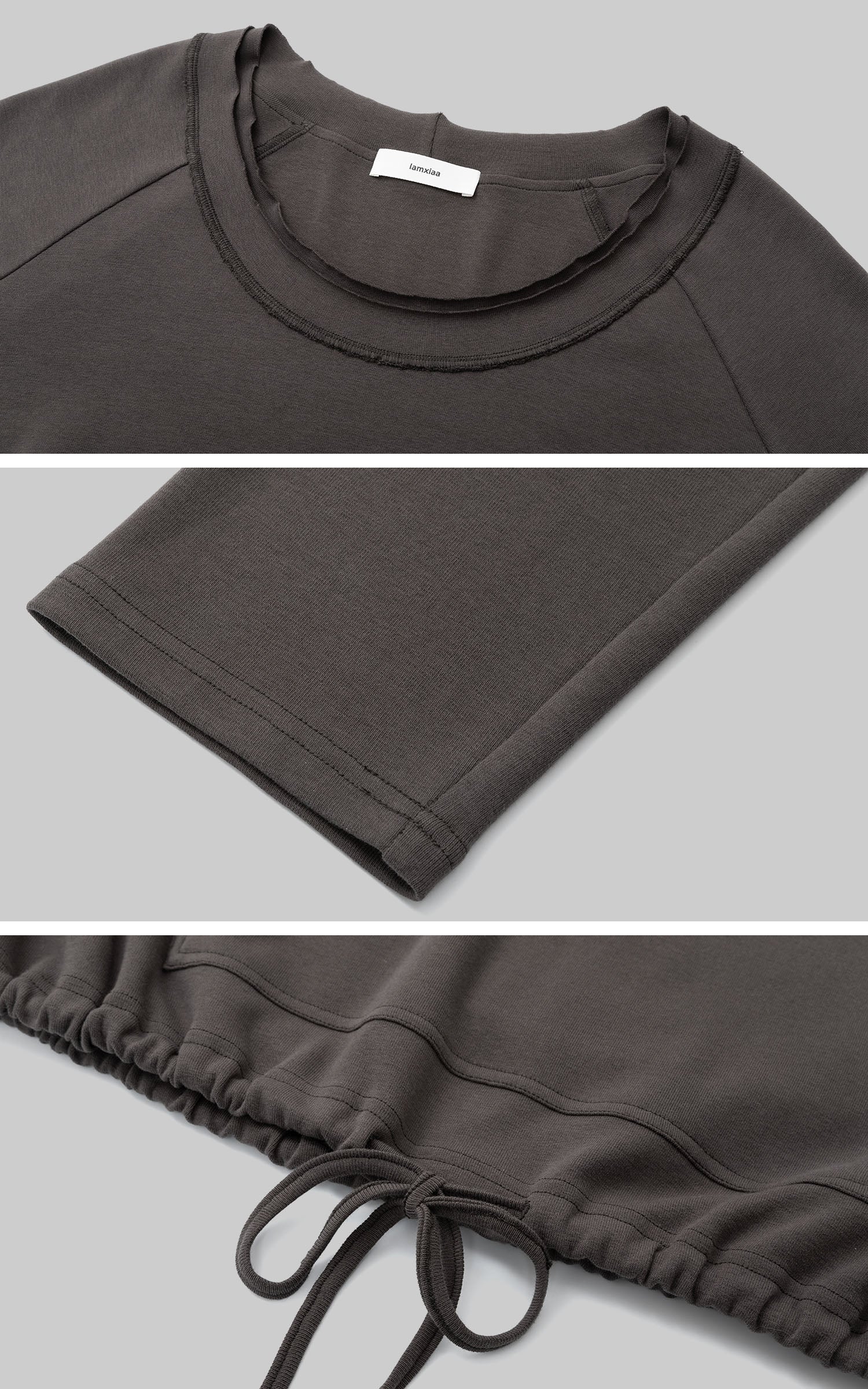 IAMXIAA Off-Shoulder Drawstring Hem Oversized Sweatshirt