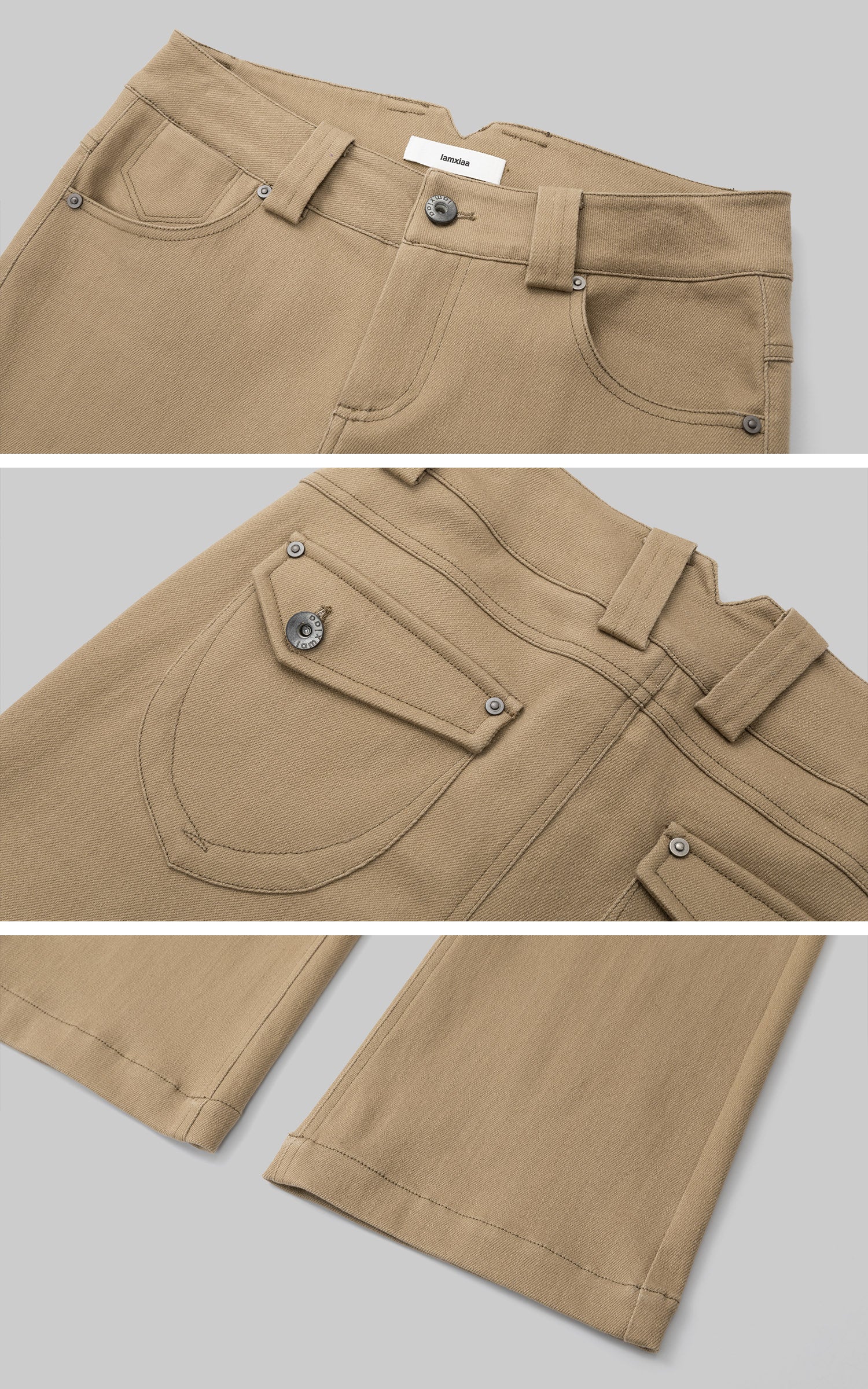IAMXIAA Pantalon Taille Basse Coupe Slim Évasée