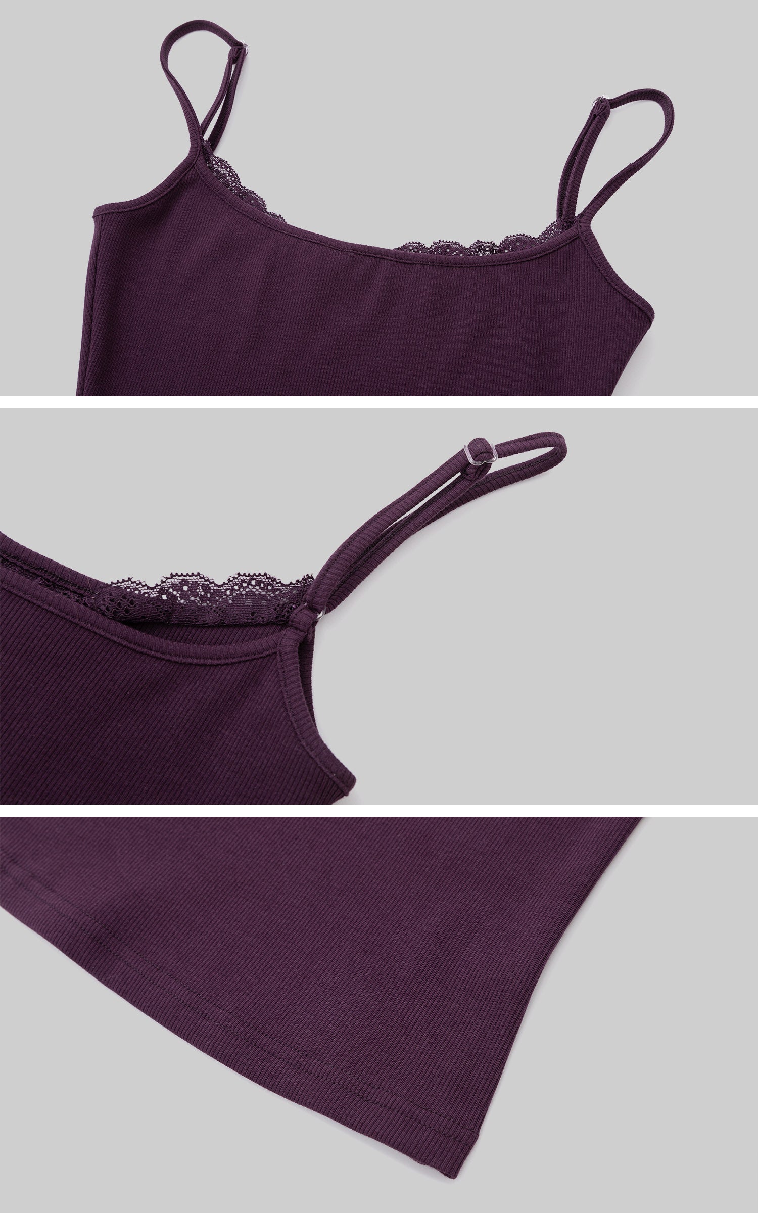 IAMXIAA Soft Stretch Lace Detail Fitted Cami Top