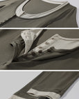 ROVENTE Faux-Layer Scoop Neck Henley T-Shirt