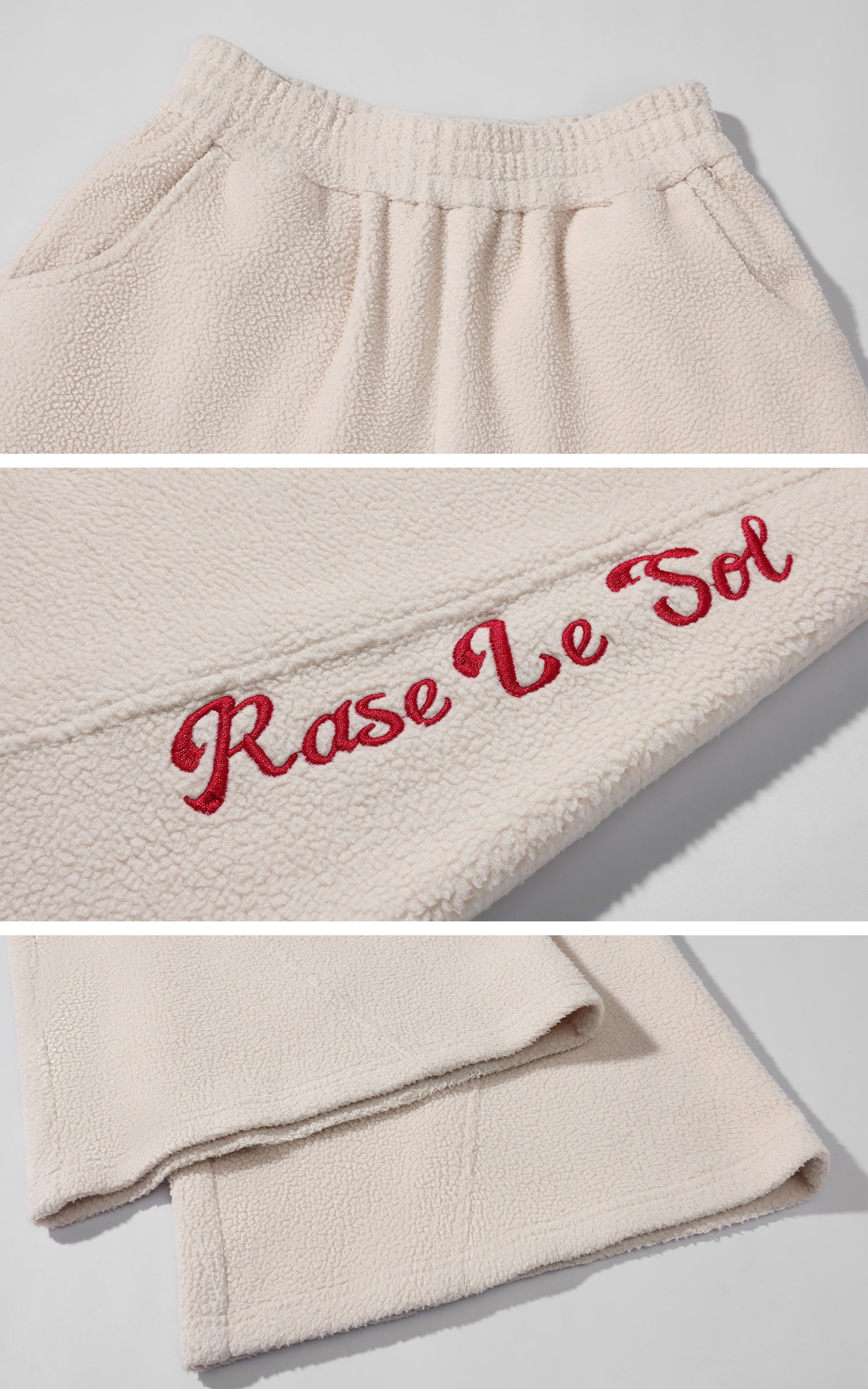 Rase Le Sol Teddy Fleece Embroidered Hoodie and Relaxed Pants Set