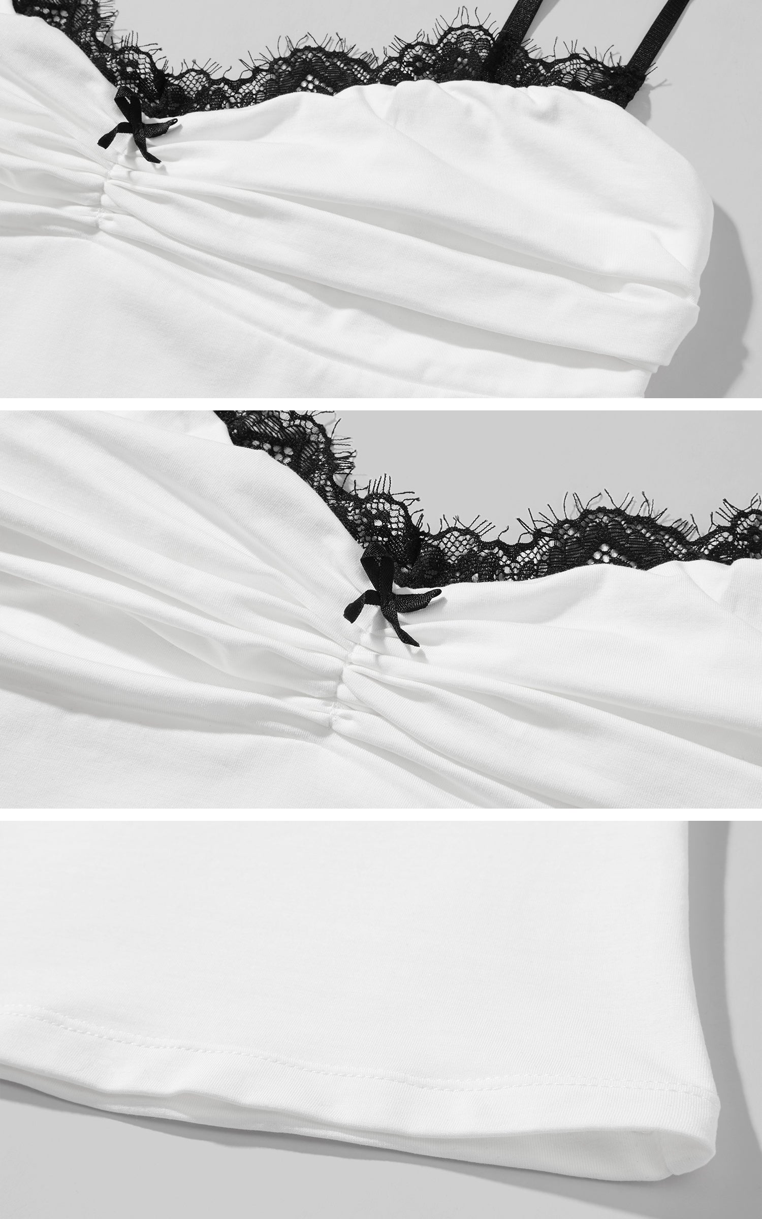 ROVENTE Ruched Sweetheart Camisole with Lace Trim &amp; Contrast Straps - PINKPARKS