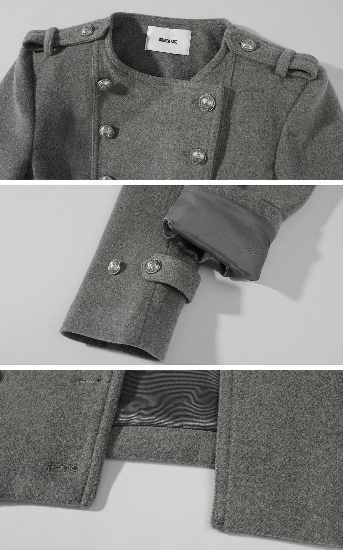 WARDEN EDGE Cropped Double-Breasted Military Jacket