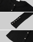 IAMXIAA Sculpted Ribbed Long Sleeve Top with Vintage Metal Button Detailing