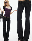 IAMXIAA Low-Rise Dark Wash Flare Jeans