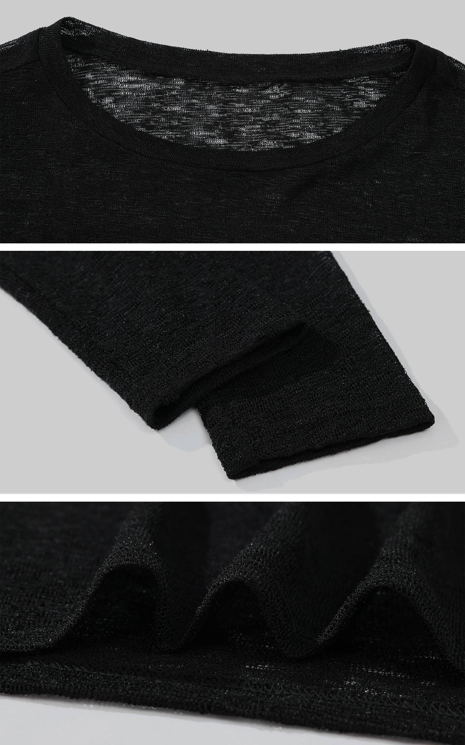 Rase le sol Sheer Knit Long-Sleeve Top - PINKPARKS