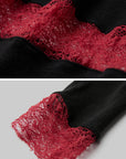 DOINDULGE Sheer Lace Paneled Long Sleeve Top