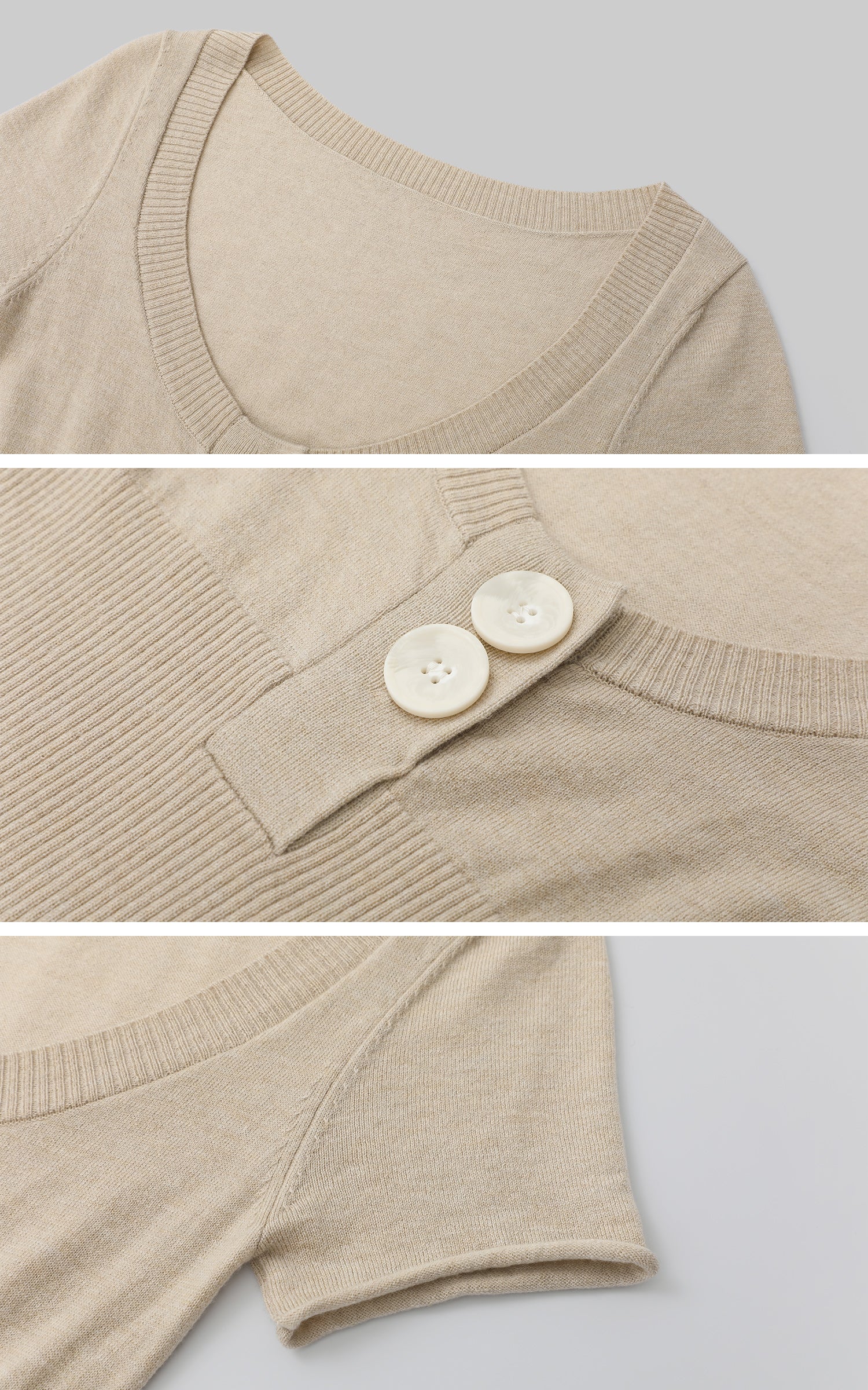 IAMXIAA Ensemble haut en maille et short avec boutons décoratifs
