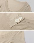 IAMXIAA Ensemble haut en maille et short avec boutons décoratifs