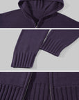 ROVENTE Knit Zip-Up Hoodie & Drawstring Wide-Leg Pants Set