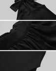 シフォンホルタートップ・リボン＆バックレスデザイン