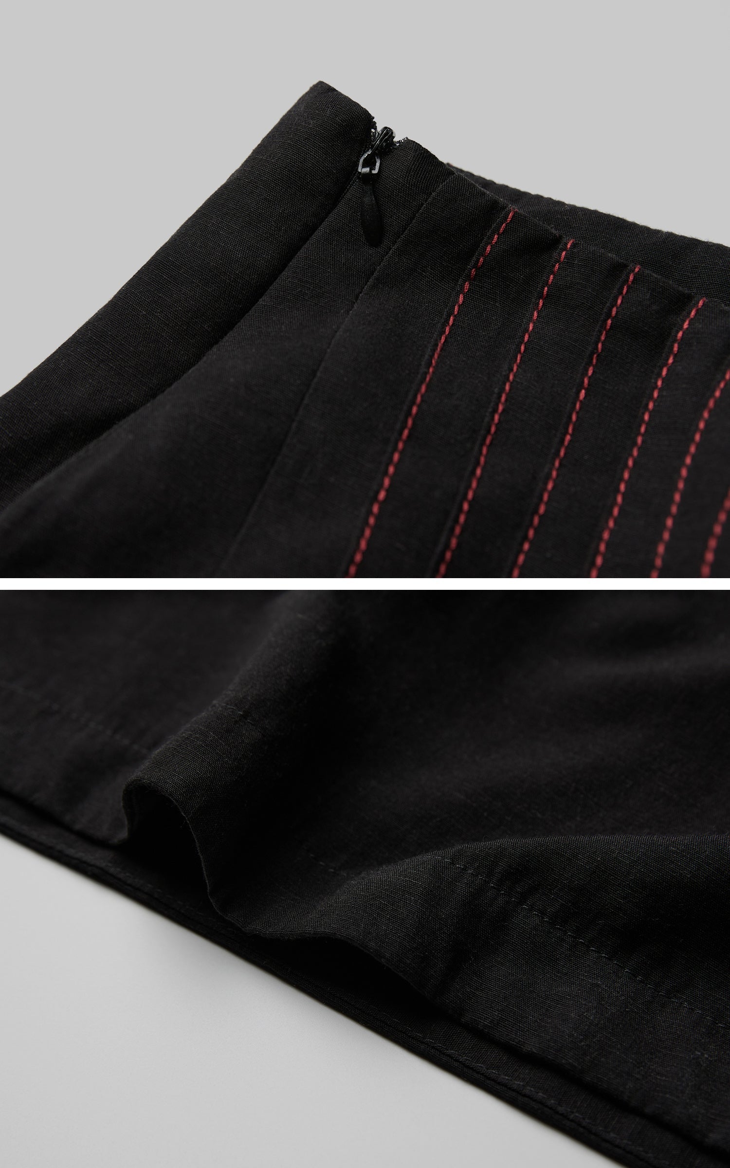 DOINDULGE Wide-Leg Trousers with Red Stitch Detailing