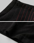 DOINDULGE Wide-Leg Trousers with Red Stitch Detailing