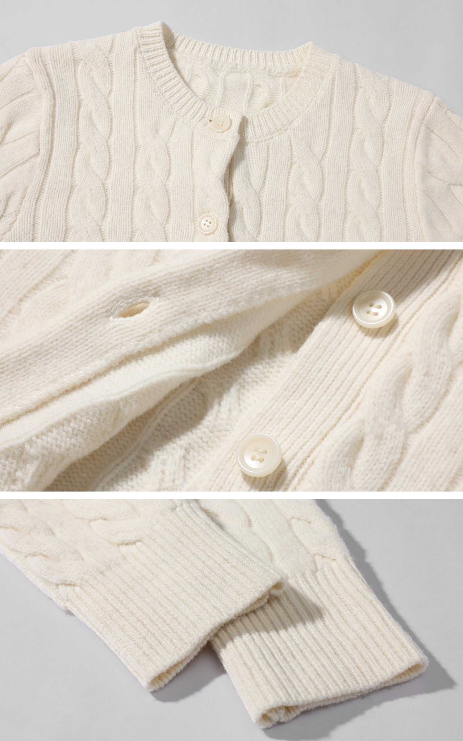 ROVENTE Cable Knit Button Cardigan