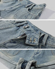 WARDEN EDGE Washed Denim Low-Rise Folded Hem Shorts