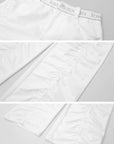 IAMXIAA Ruched Wide Leg Pants High Waist Casual Trousers