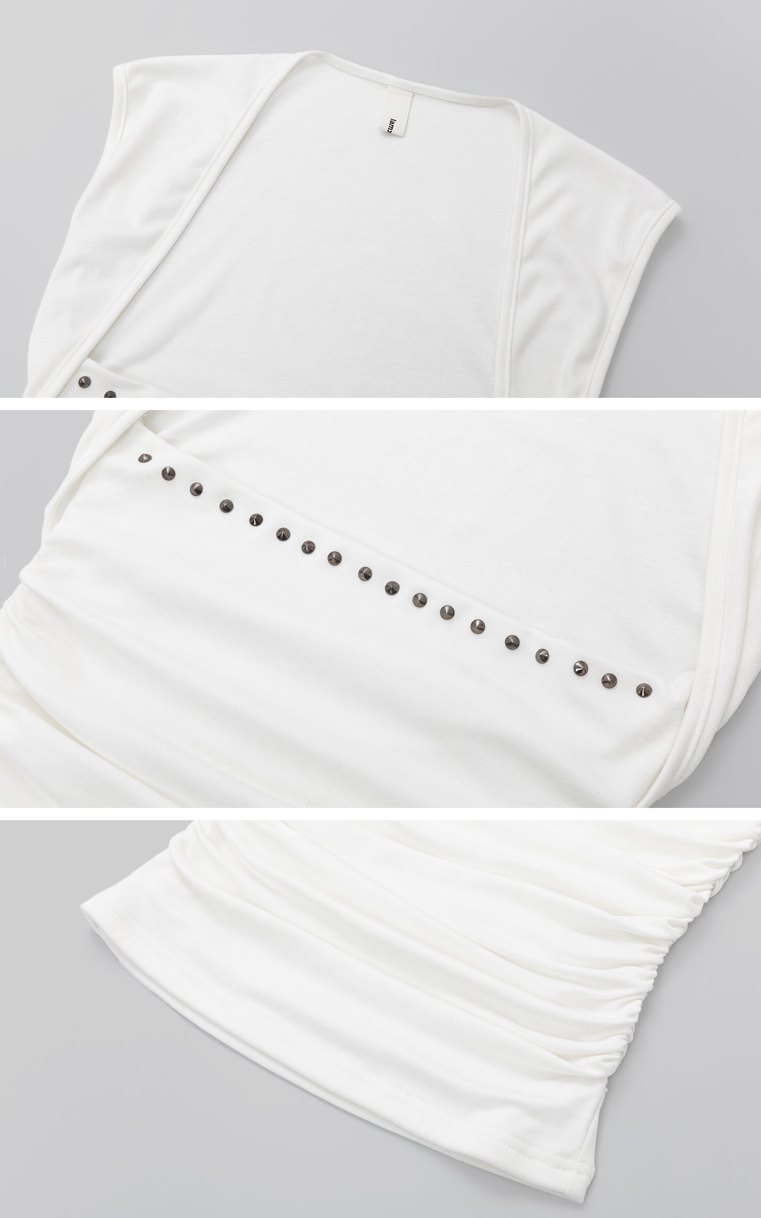 IAMXIAA Studded Ruched Square Neck Tee